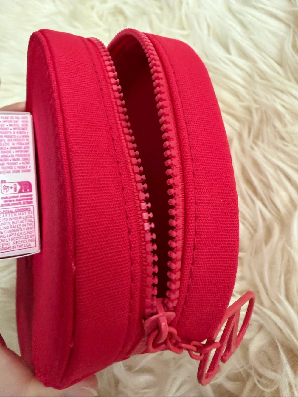 Valentino Vibrant Pink Embossed Logo Pouch with lip Gloss - Picture 4 of 5